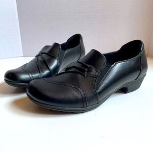Michel M Leather‎ Loafer Clogs Black Leather Women's Size 8M